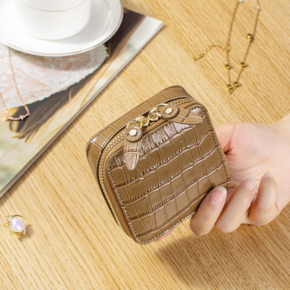 Bijou Croc-Textured Travel Jewelry Case
