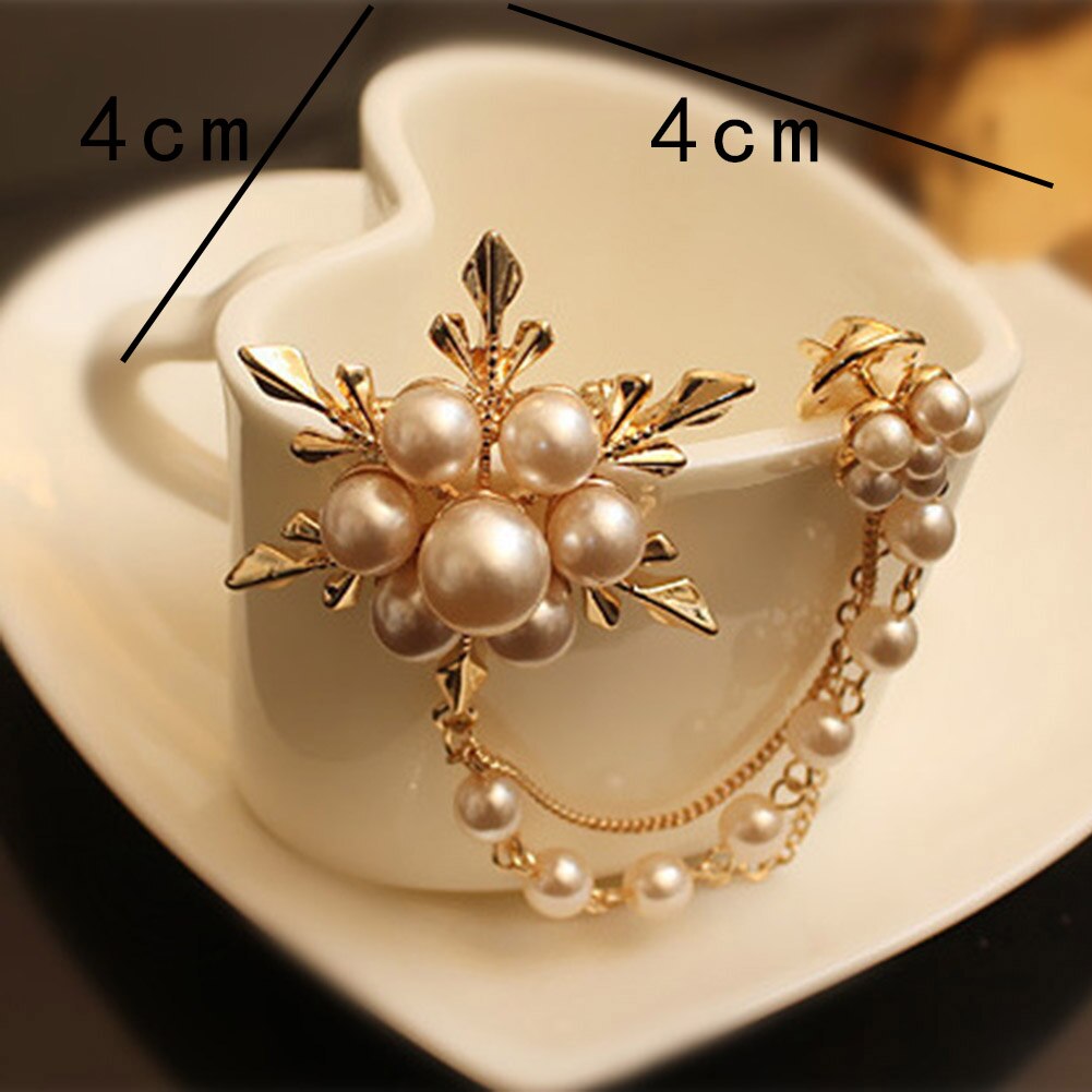 Rosalie Pearl-Effect Flower Chain Brooch