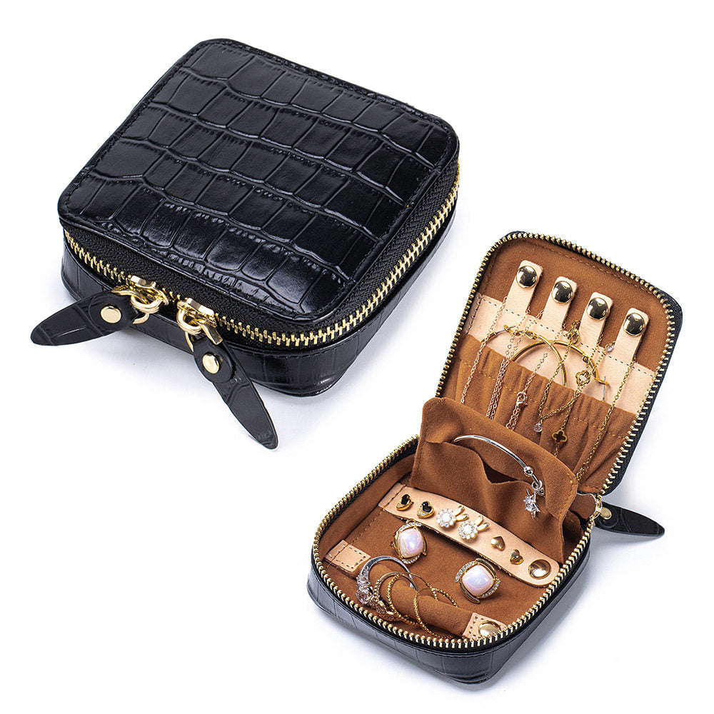 Bijou Croc-Textured Travel Jewelry Case