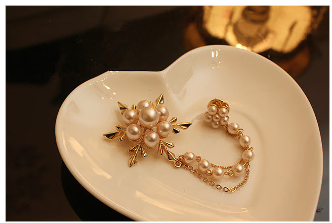 Rosalie Pearl-Effect Flower Chain Brooch
