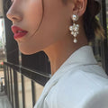 Estelle Pearl Cluster Dangle Earrings – 18K Gold-Plated