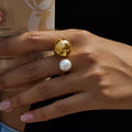 Odette Orb & Pearl Open Ring – 18K Gold-Plated