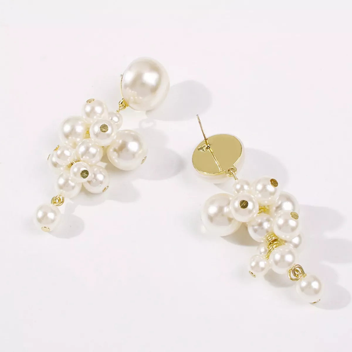 Estelle Pearl Cluster Dangle Earrings – 18K Gold-Plated