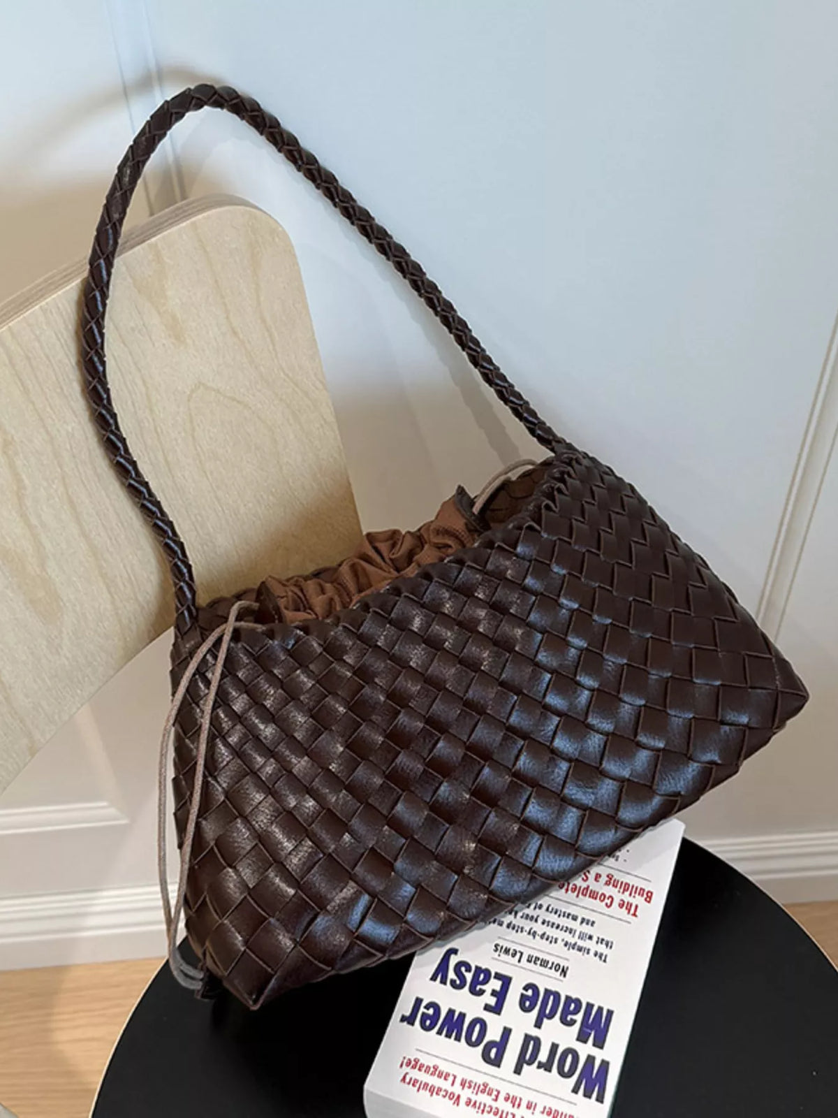 Emilia Woven Drawstring Shoulder Bag