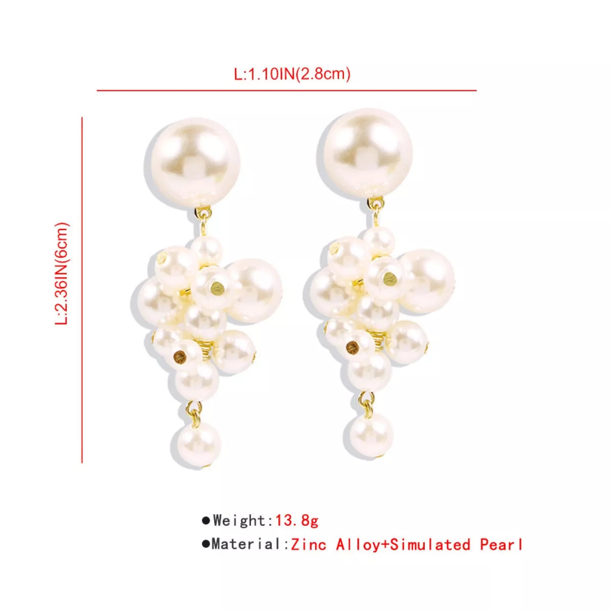 Estelle Pearl Cluster Dangle Earrings – 18K Gold-Plated