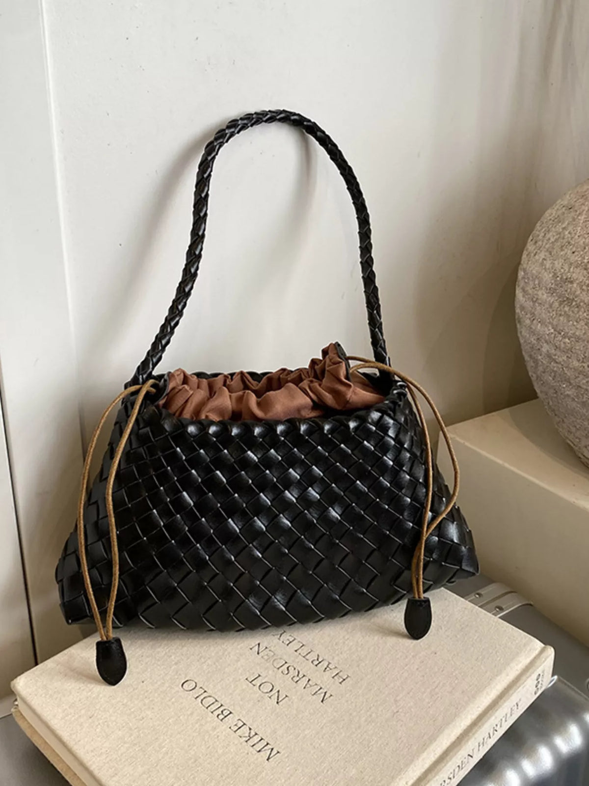Emilia Woven Drawstring Shoulder Bag