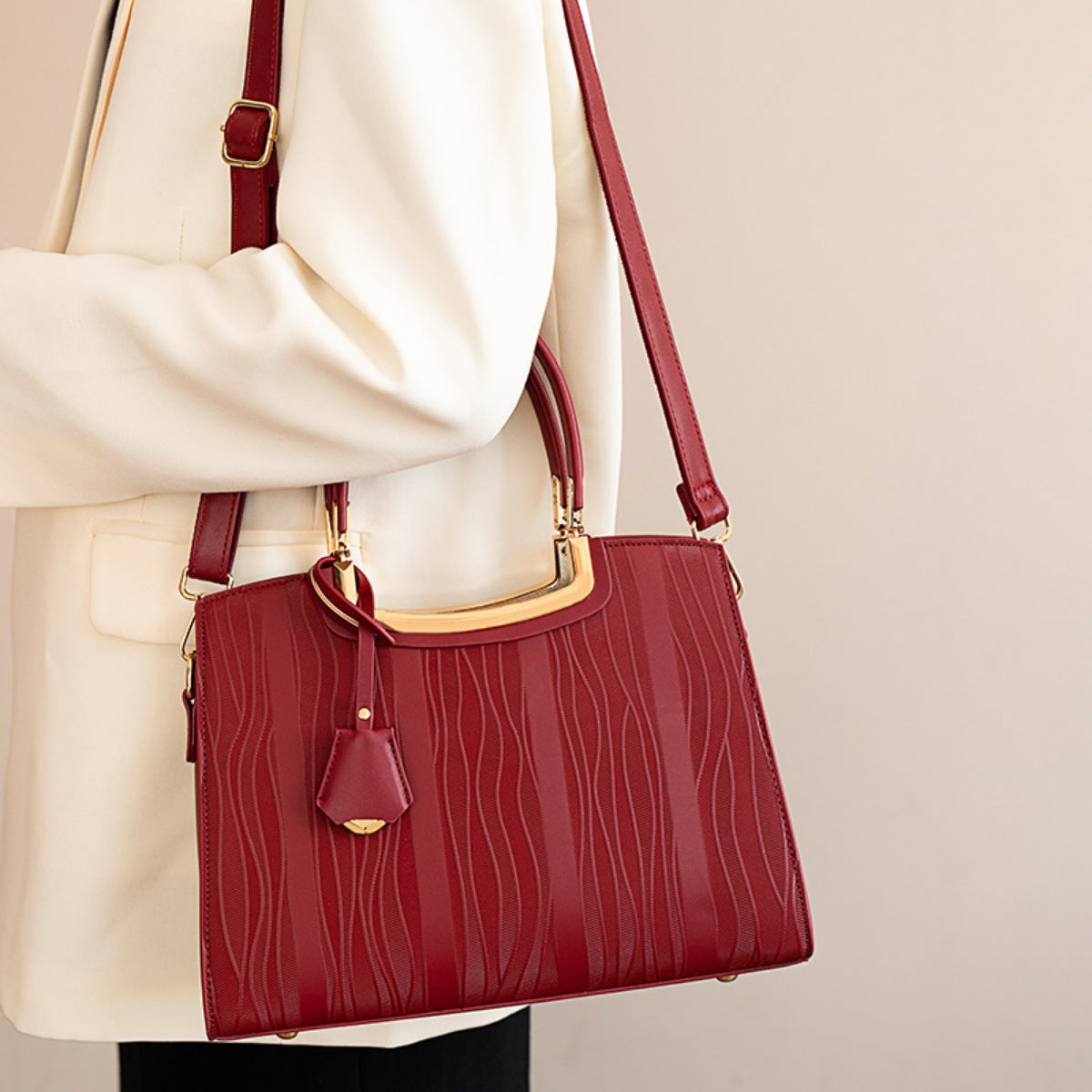 Valentina Textured Top Handle Bag