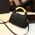 Celeste Noir Croc-Pattern Crossbody Bag