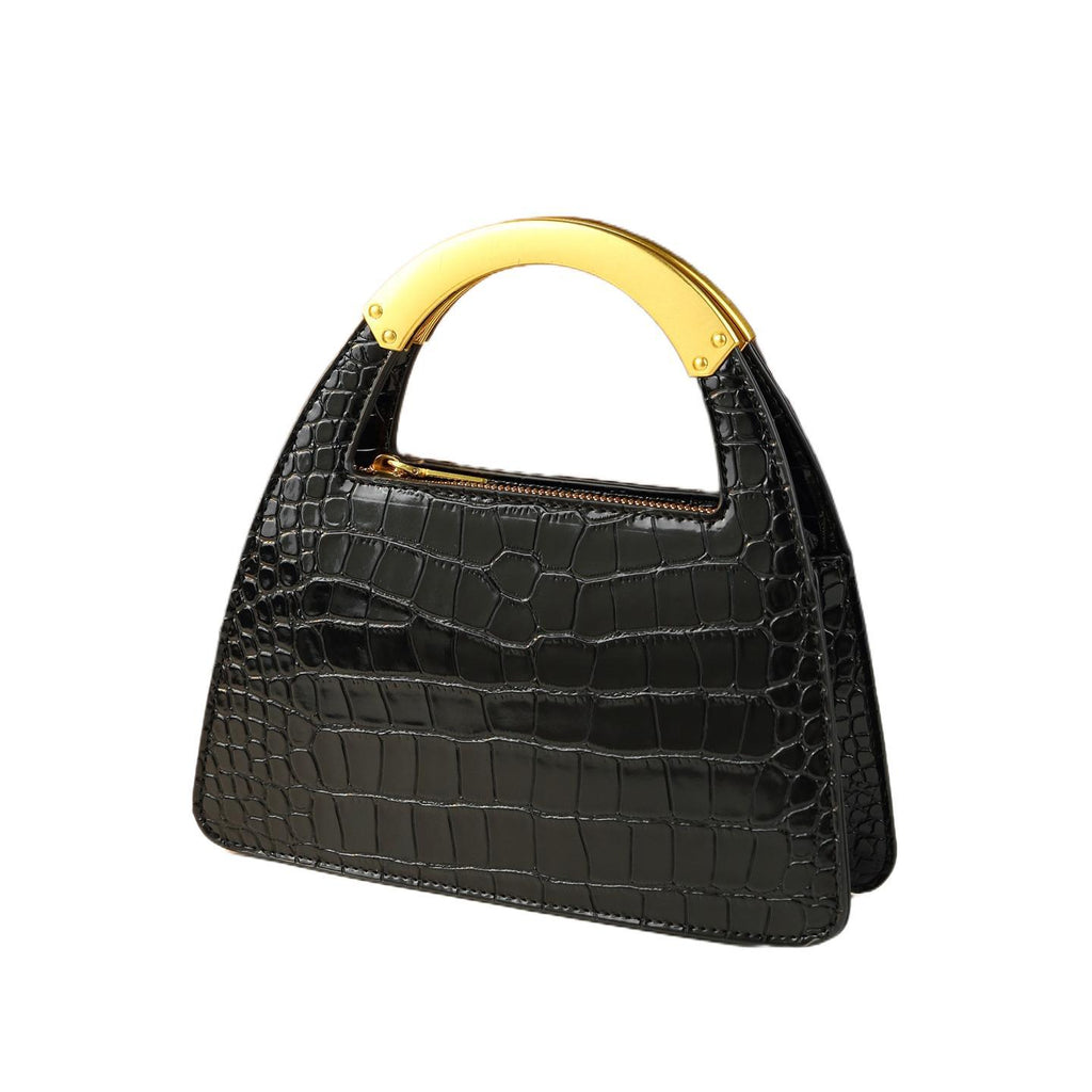 Celeste Noir Croc-Pattern Crossbody Bag