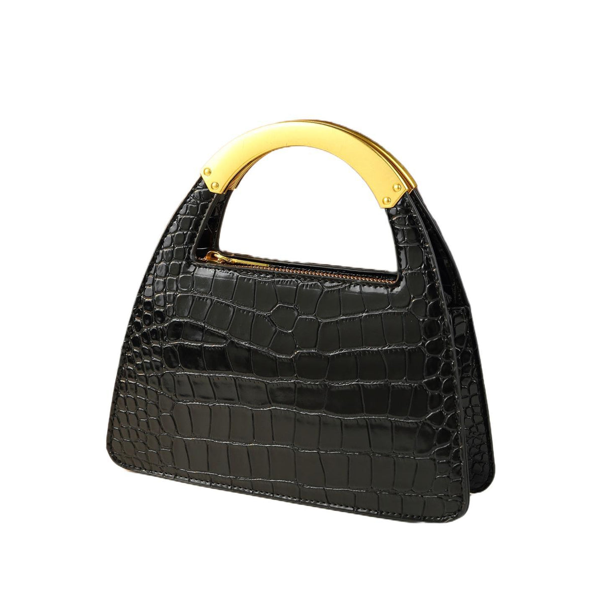 Celeste Noir Croc-Pattern Crossbody Bag