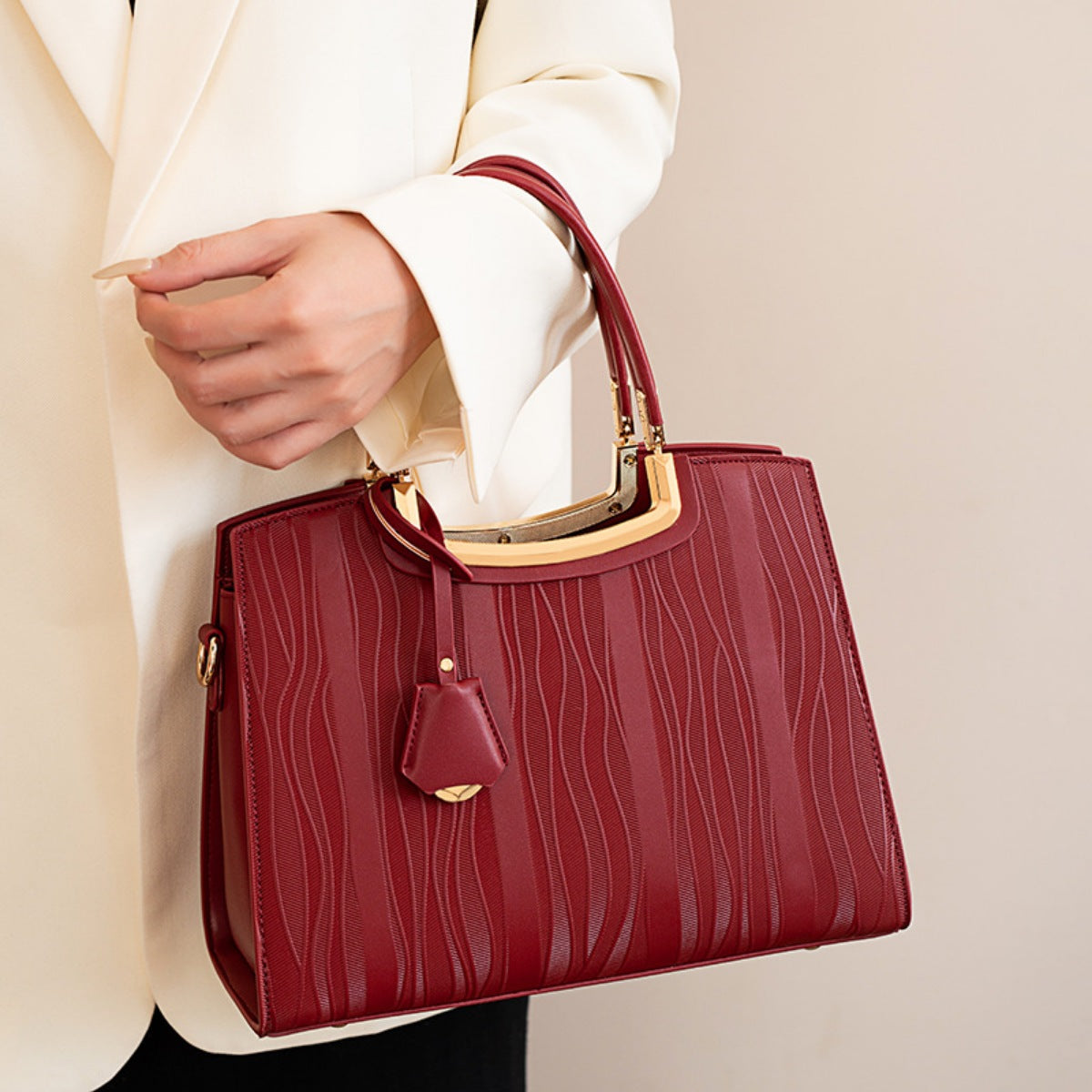 Valentina Textured Top Handle Bag