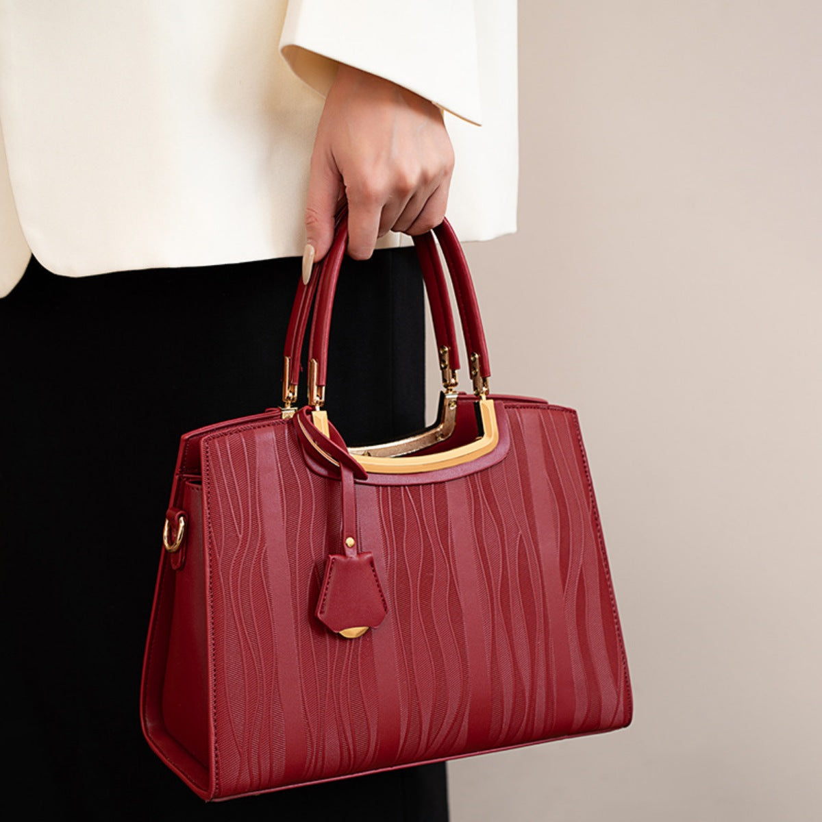 Valentina Textured Top Handle Bag
