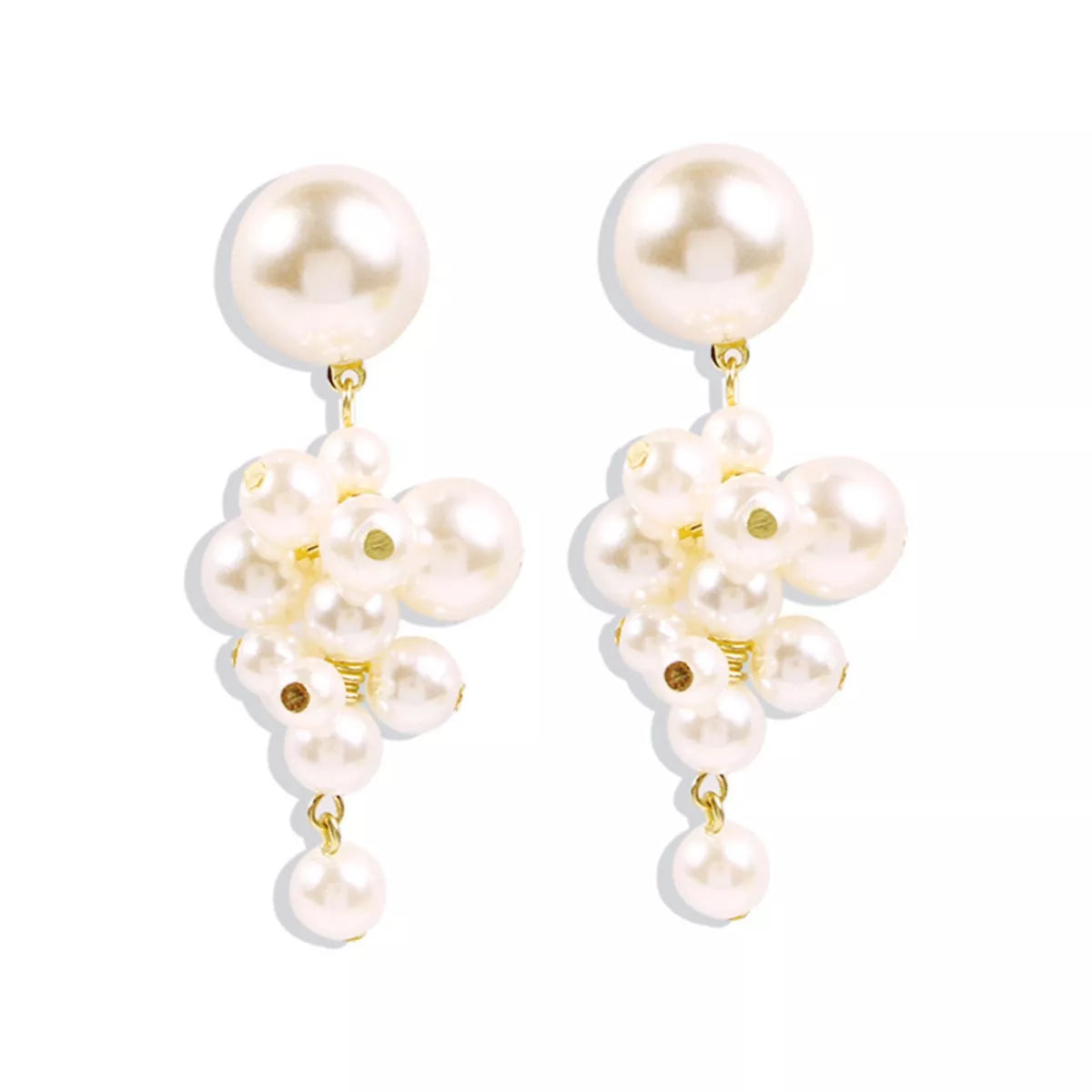 Estelle Pearl Cluster Dangle Earrings – 18K Gold-Plated